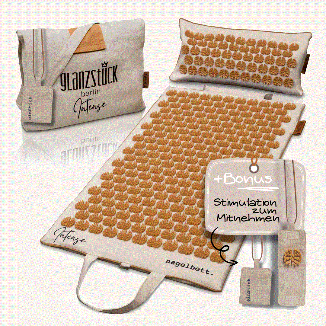 XL Akupressurmatte Premium Set INTENSE mit intensiver Akupressur und Tragetasche von Glanzstück Berlin