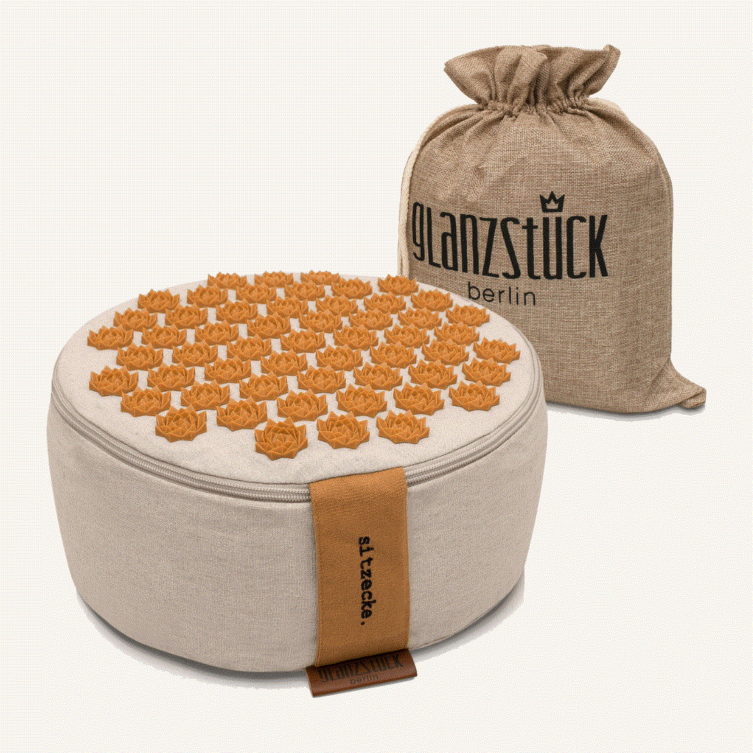 Premium Akupressurkissen Yogakissen Meditationskissen aus Leinen mit Buchweizenfüllung und Akupressurspitzen, beidseitig nutzbar und nachhaltig