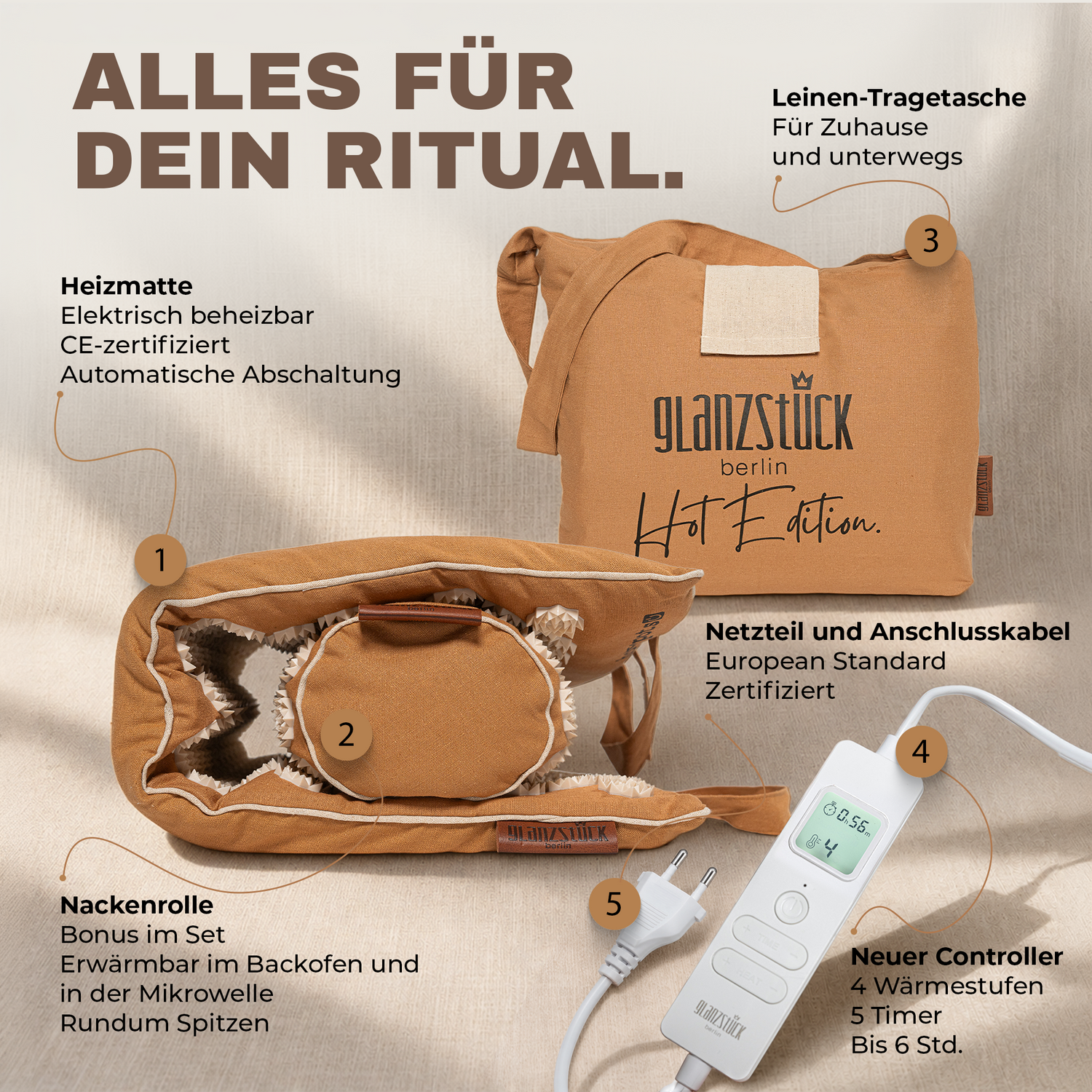 XL Akupressurmatte Premium Set HOT EDITION (elektrisch erwärmbar)