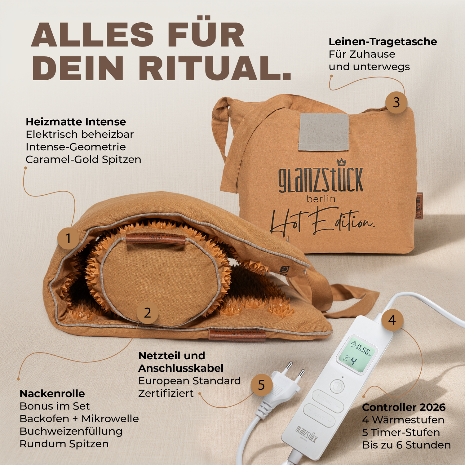 XL Akupressurmatte Premium Set HOT EDITION INTENSE (elektrisch erwärmbar)