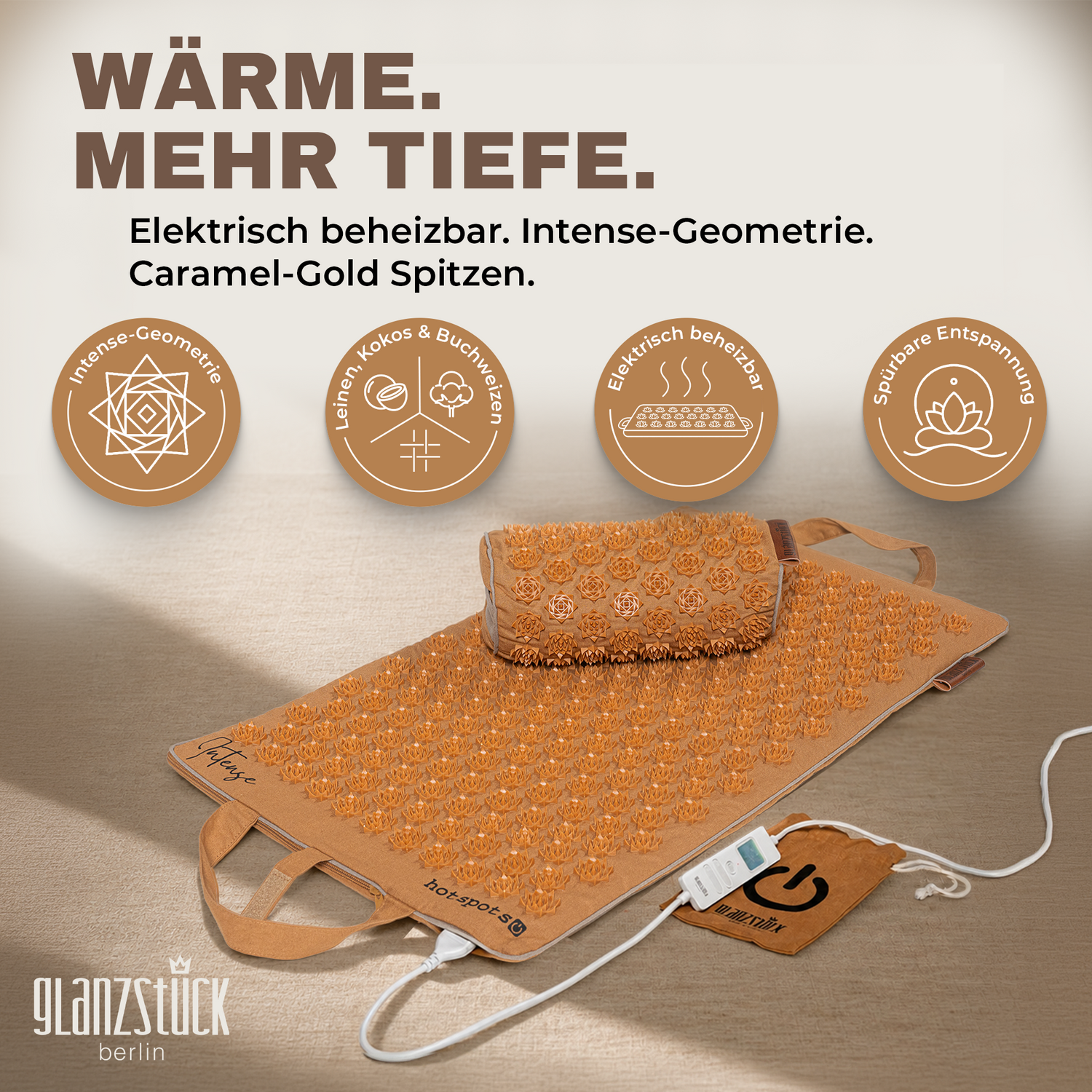 XL Akupressurmatte Premium Set HOT EDITION INTENSE (elektrisch erwärmbar)