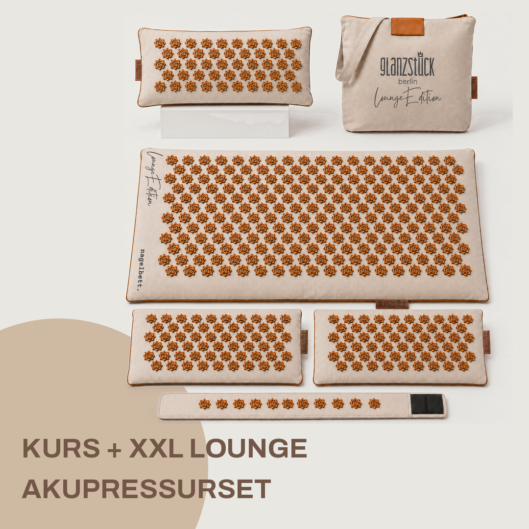 Autogenes Training Kurs inkl. XXL Akupressurset Lounge Edition mit Zusatzmodulen, Kissen und Tasche