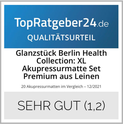 Zertifizierung XL Akupressurmatte Premium Set ORIGINAL von Glanzstück Berlin